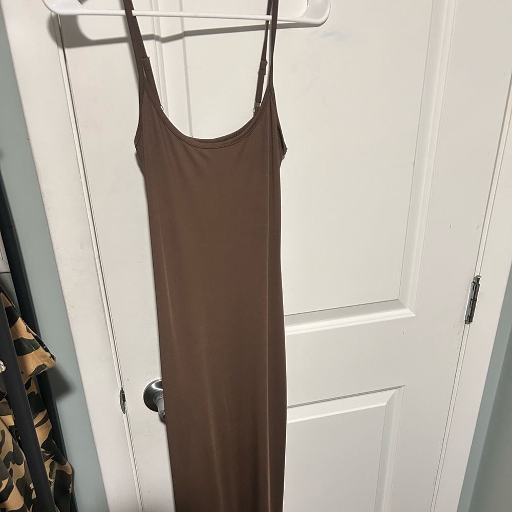 Brown Slip Dress with Thin Straps